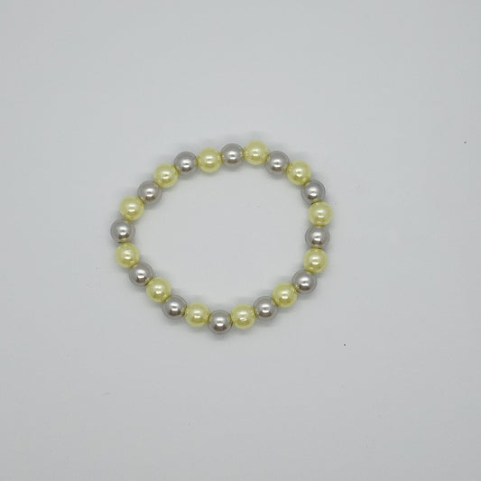Bracelet élastique vert et gris