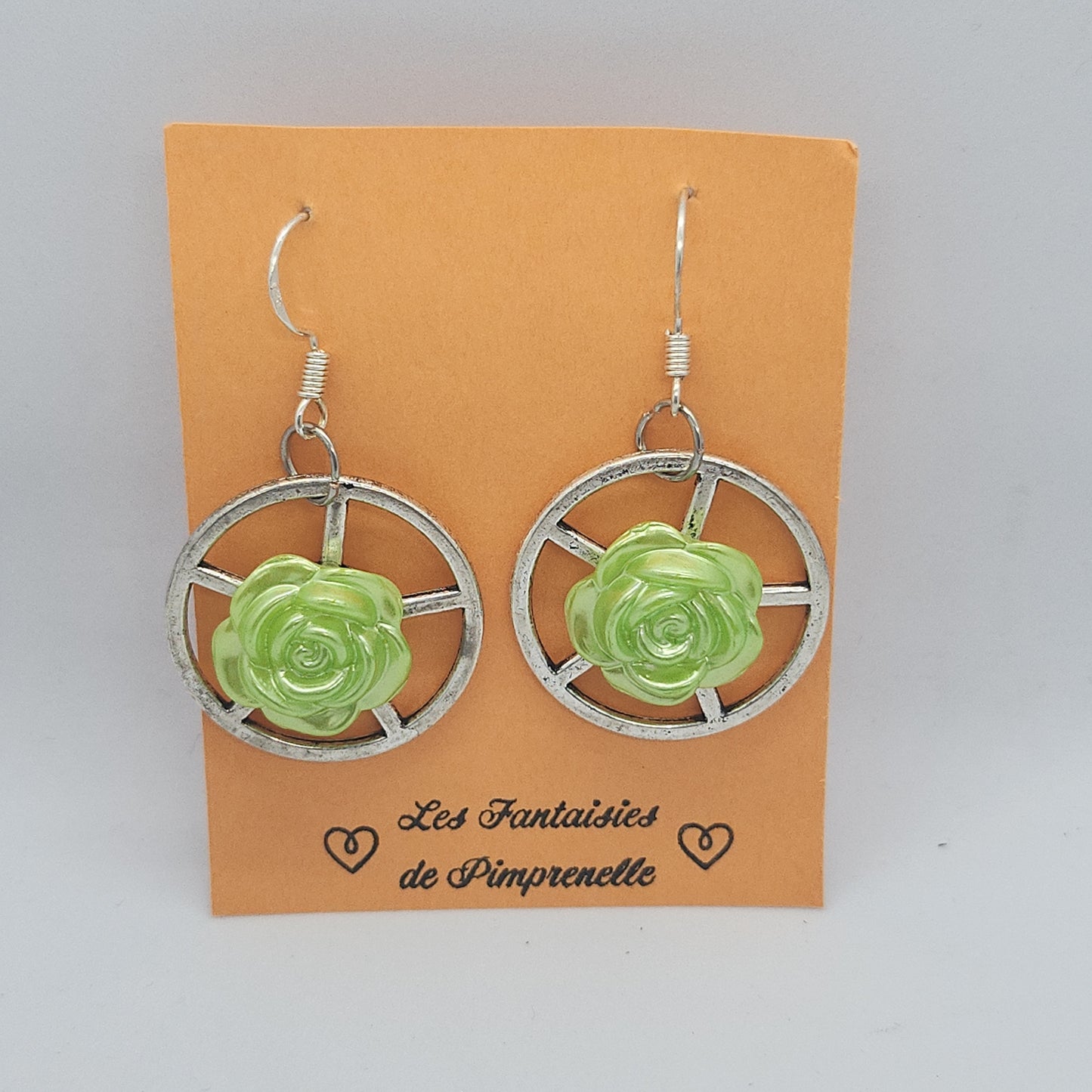 Boucles d’oreilles fleur verte