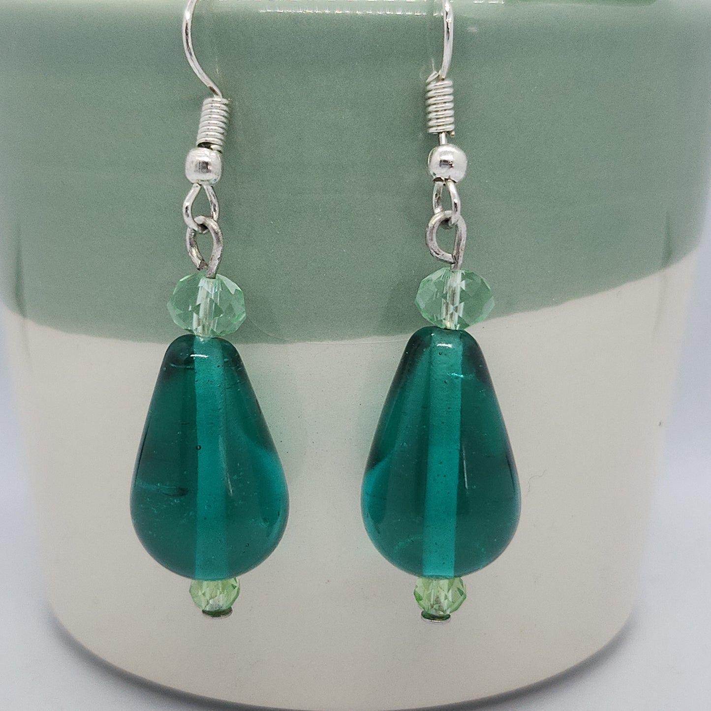 Boucles d’oreilles en verre vertes