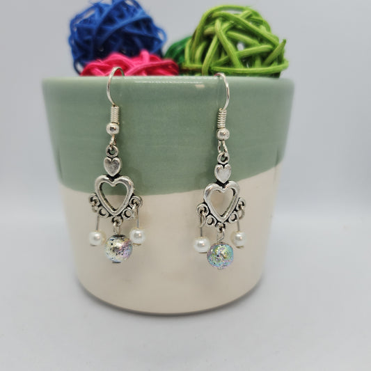 Boucles d’oreilles cœurs et perles