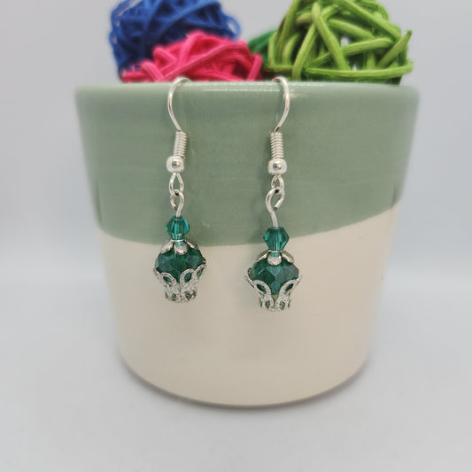 Boucles d’oreilles perles cristal vertes