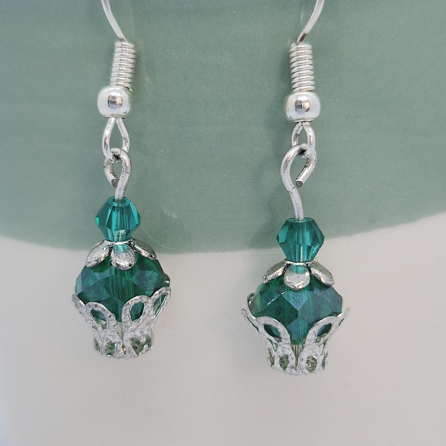 Boucles d’oreilles perles cristal vertes