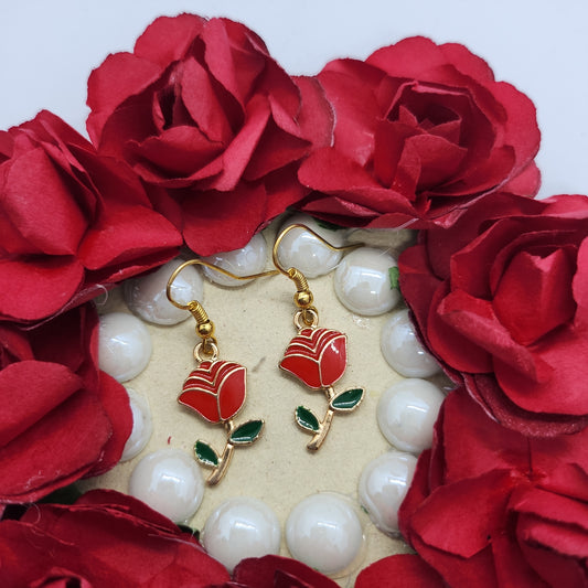 Boucles d’oreilles rose rouge