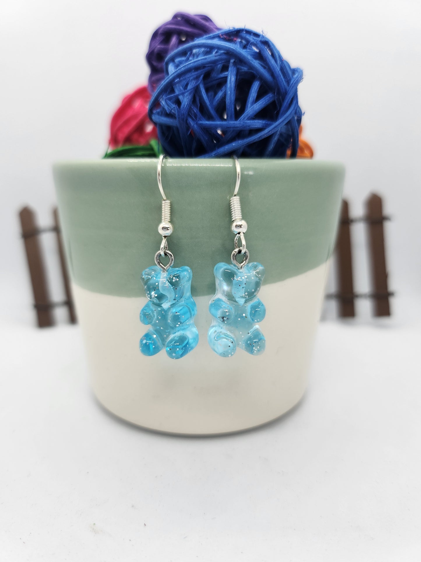 Boucles d'oreilles nounours bleu