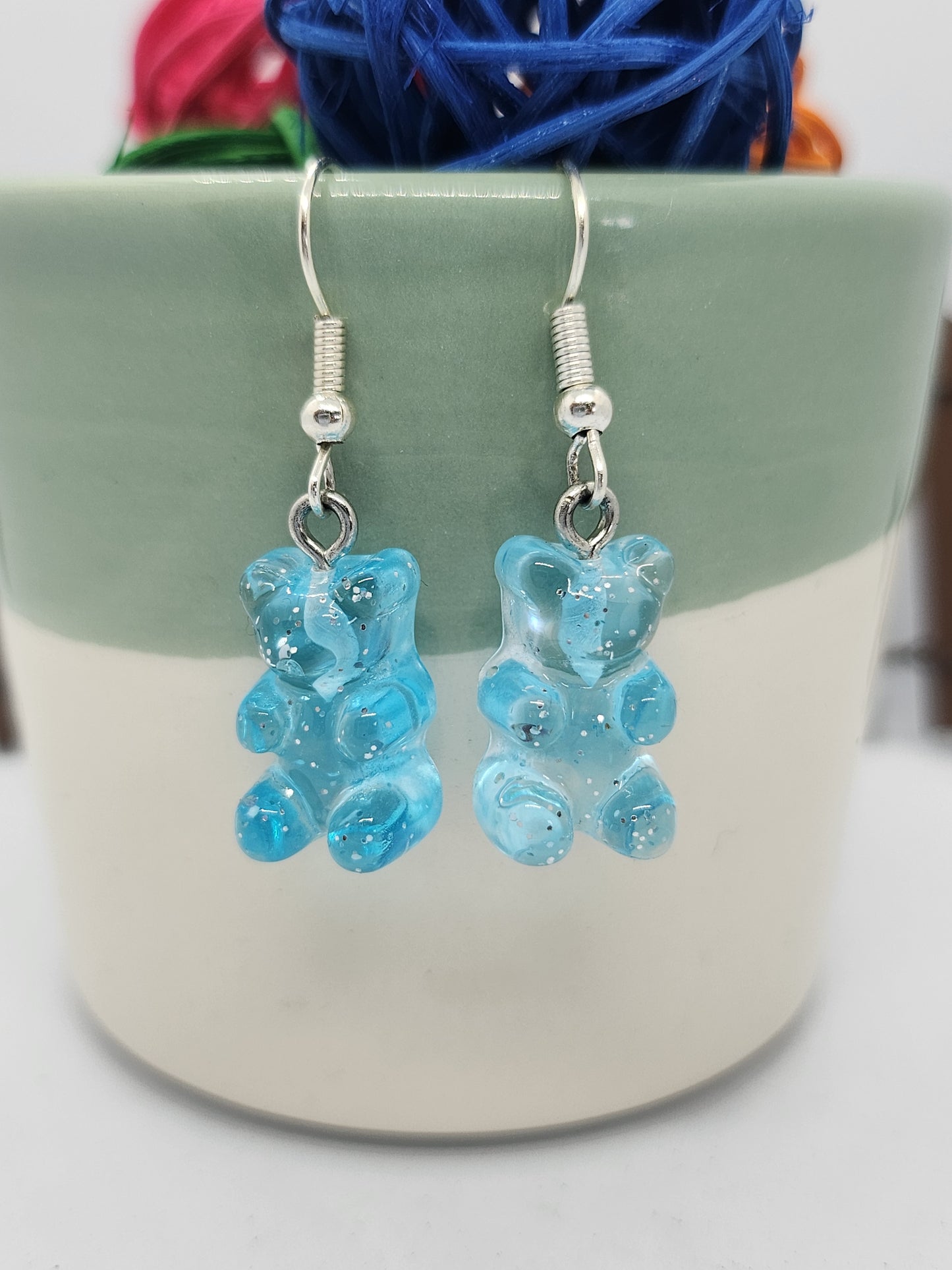 Boucles d'oreilles nounours bleu