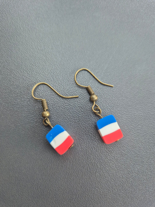 Boucles d’oreilles drapeau France