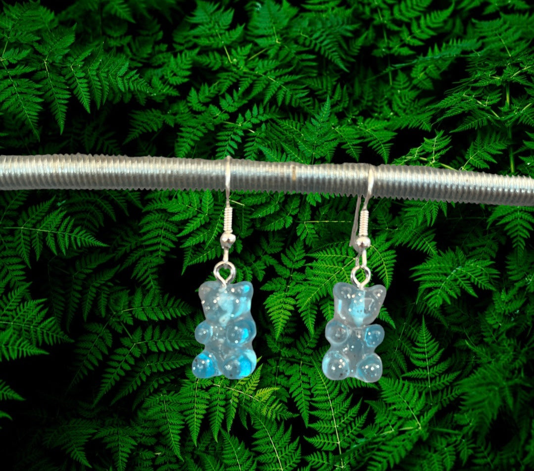 Boucles d'oreilles nounours bleu