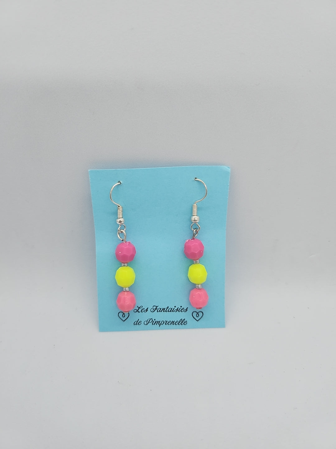 Boucles d'oreilles rose et jaune