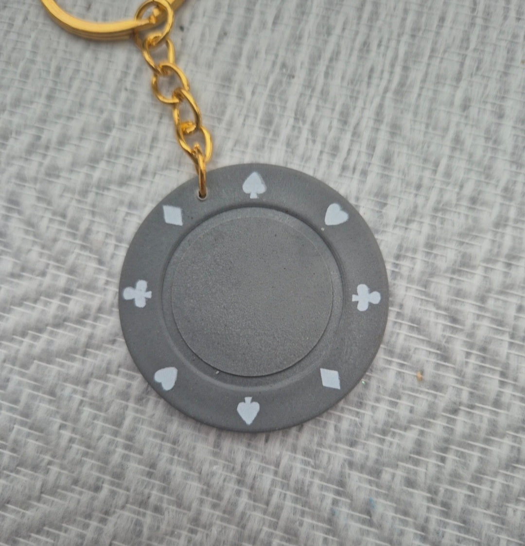 Porte clé jeton de Poker gris
