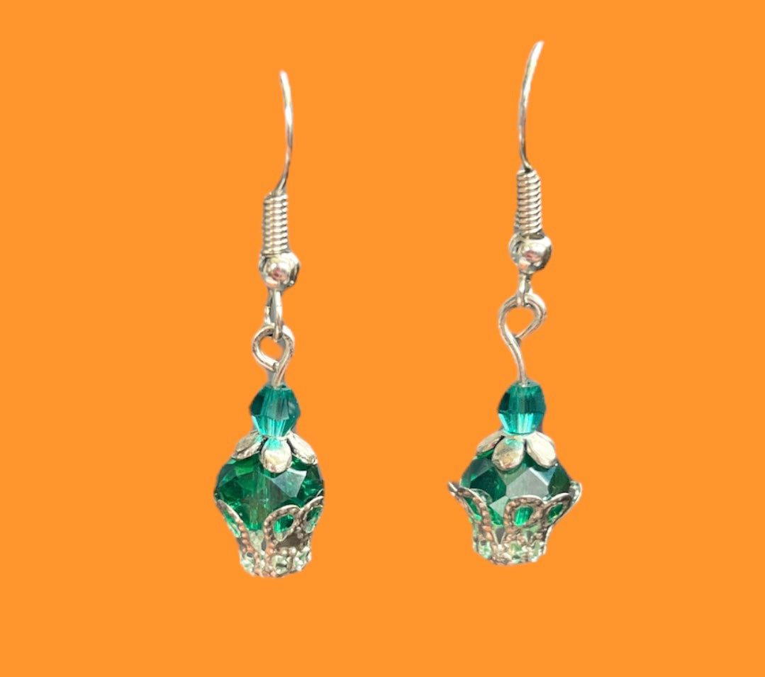 Boucles d’oreilles perles cristal vertes