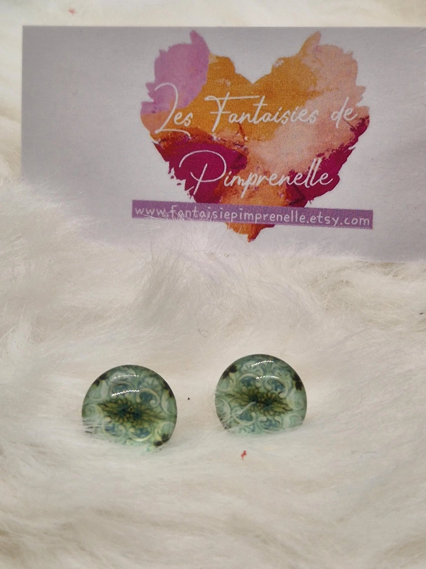 Boucles d'oreilles puces cabochon