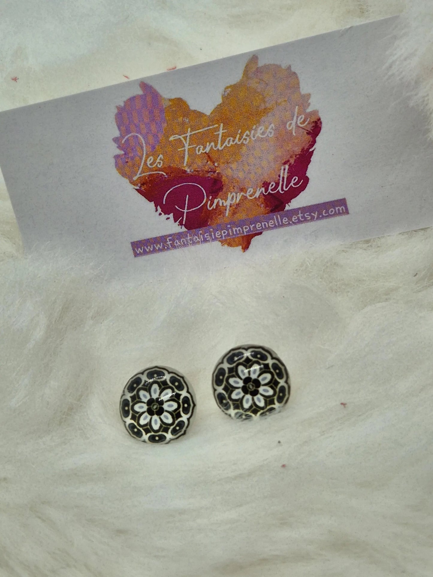 Boucles d'oreilles puces cabochon