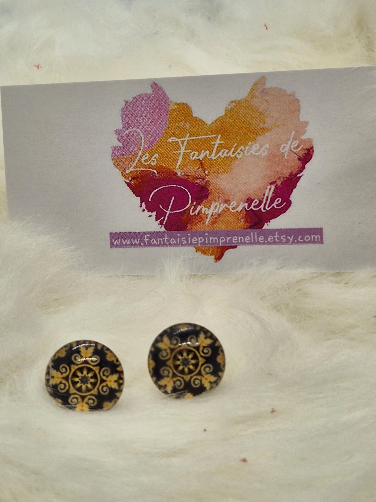 Boucles d'oreilles puces cabochon