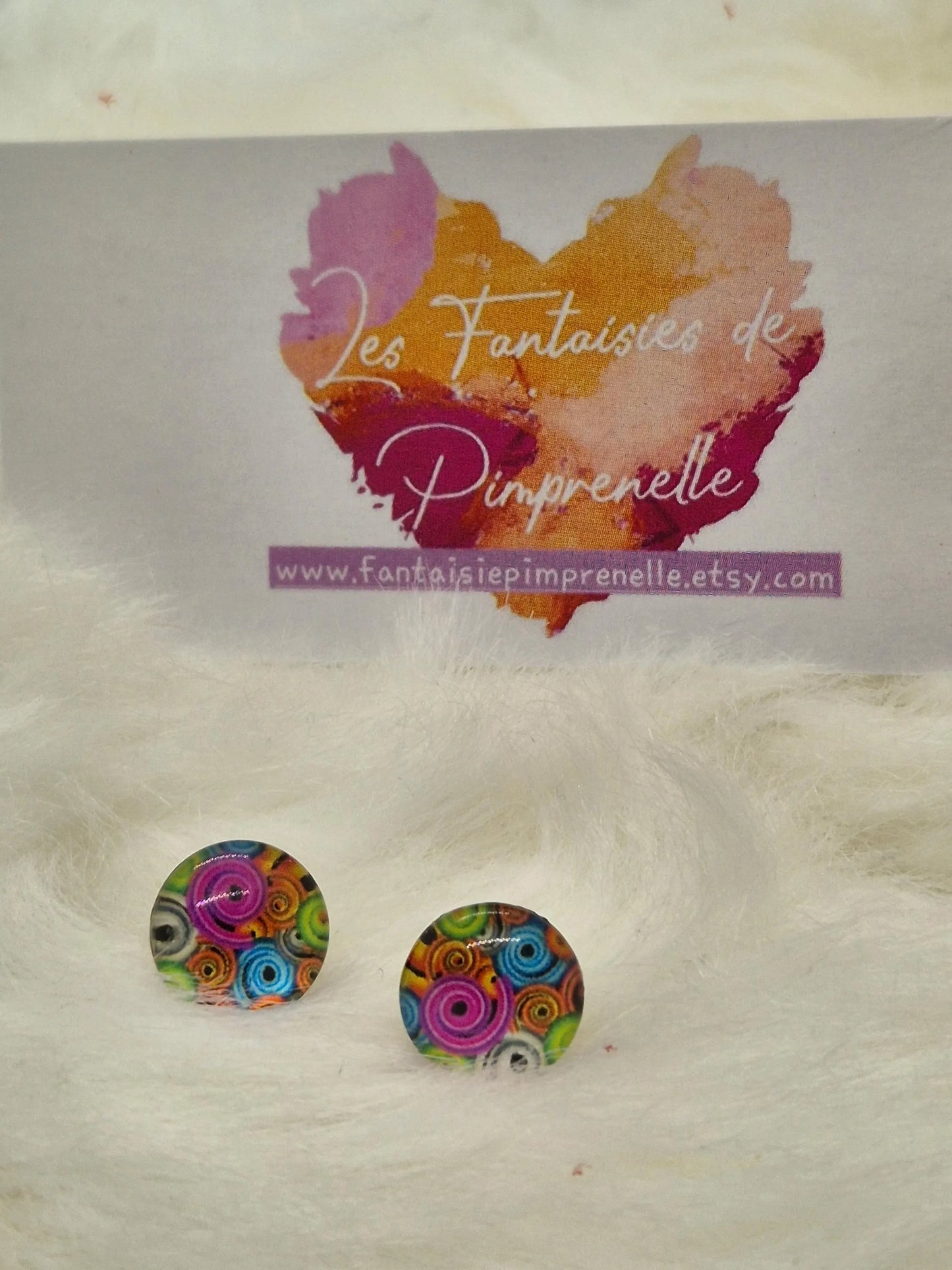 Boucles d'oreilles puces cabochon