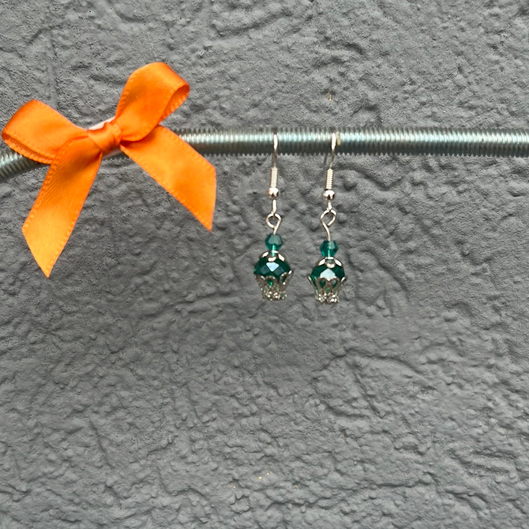 Boucles d’oreilles perles cristal vertes