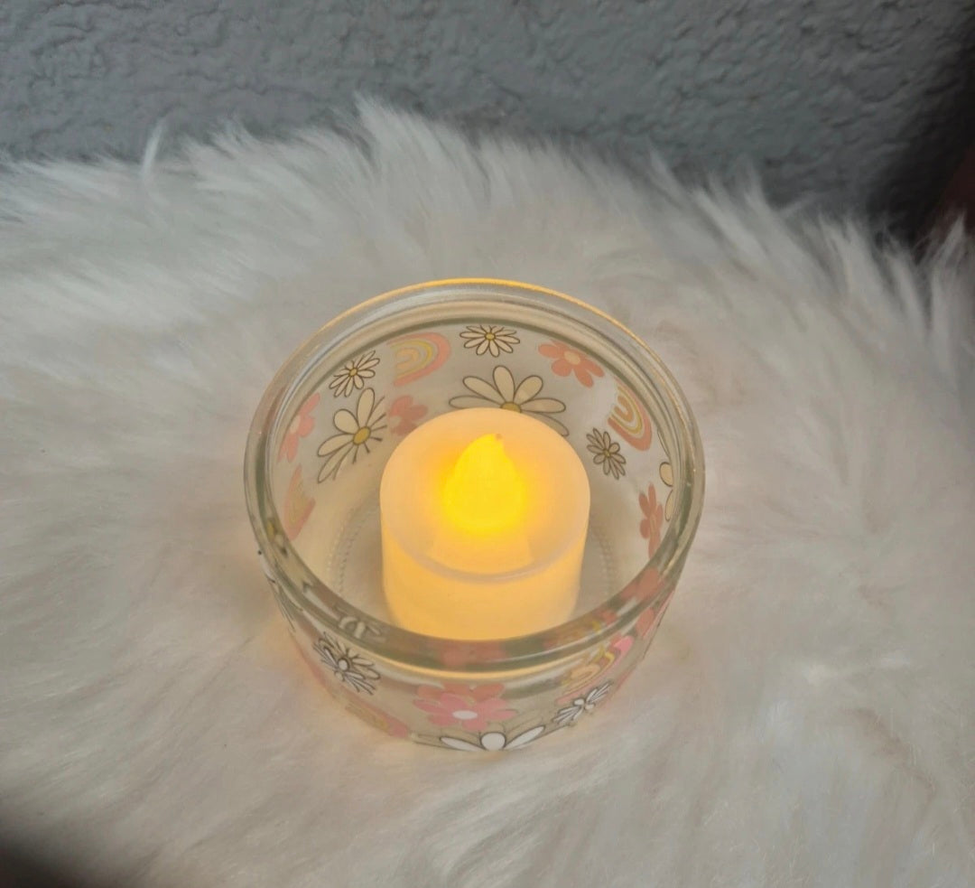 Petit photophore en verre motif fleurs 🌸🕯️ #photophore #verre #fleurs