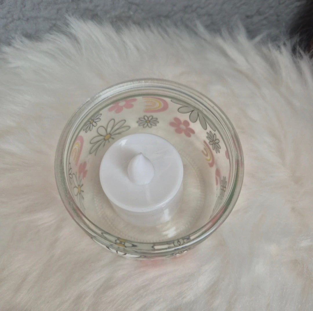 Petit photophore en verre motif fleurs 🌸🕯️ #photophore #verre #fleurs