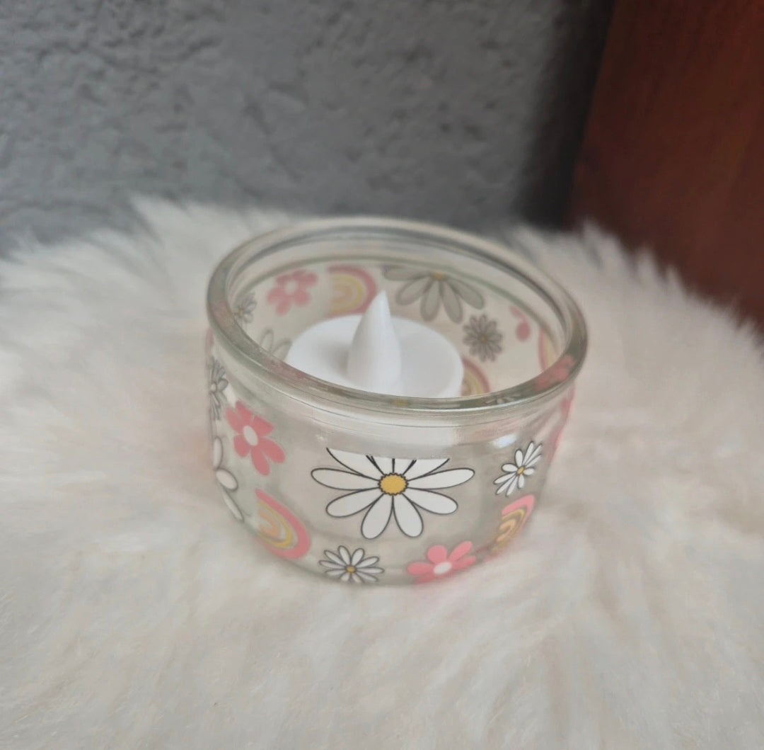 Petit photophore en verre motif fleurs 🌸🕯️ #photophore #verre #fleurs