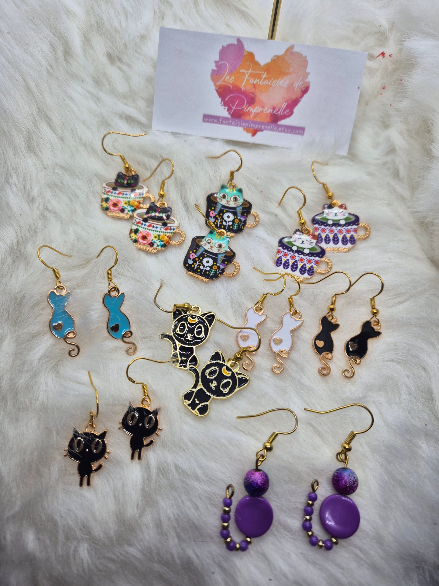 Boucles d'oreilles chat au choix