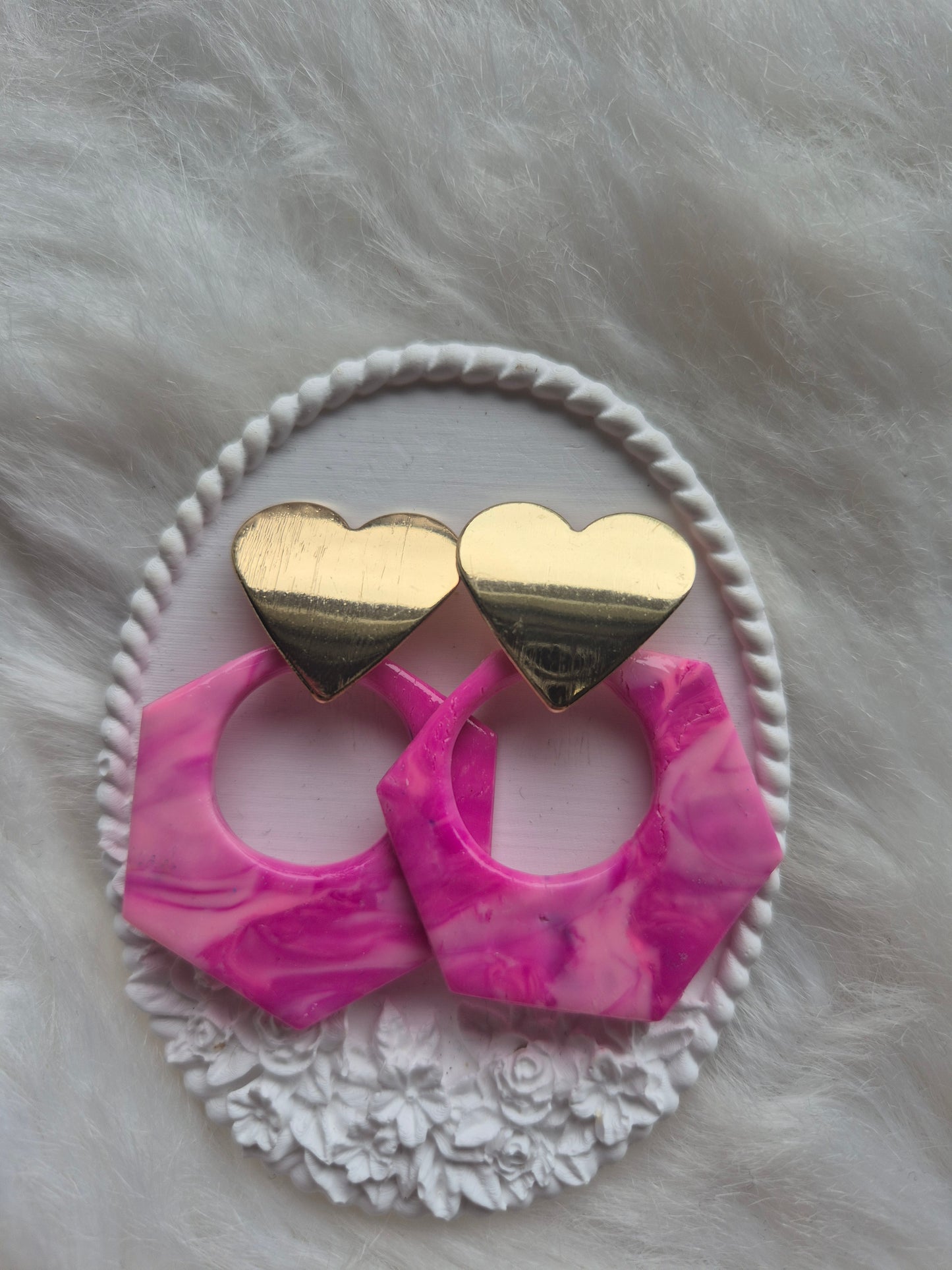 Boucles d’oreilles en pâte polymère rose 💖🌸 #Bijoux #Création #Rose