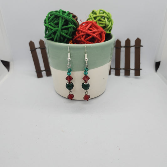 Boucles d'oreilles vertes et rouges