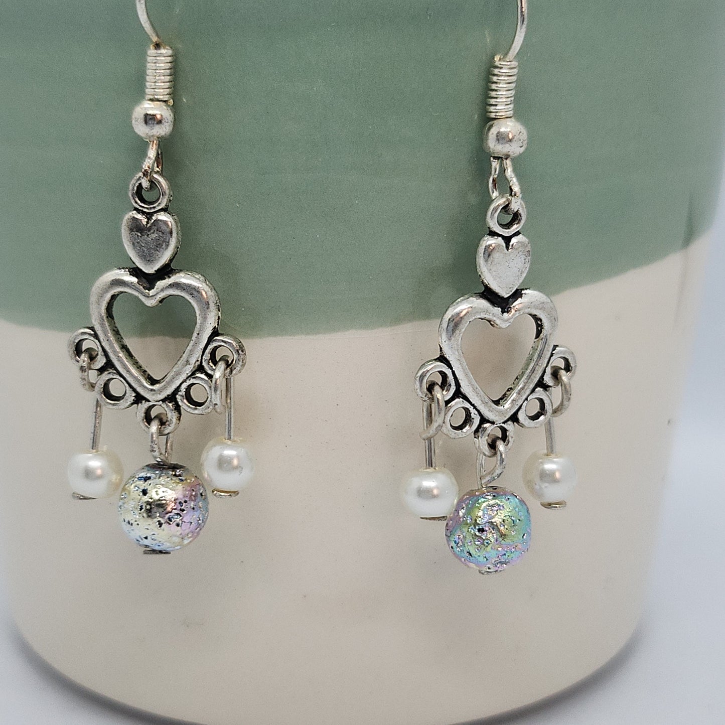 Boucles d’oreilles cœurs et perles