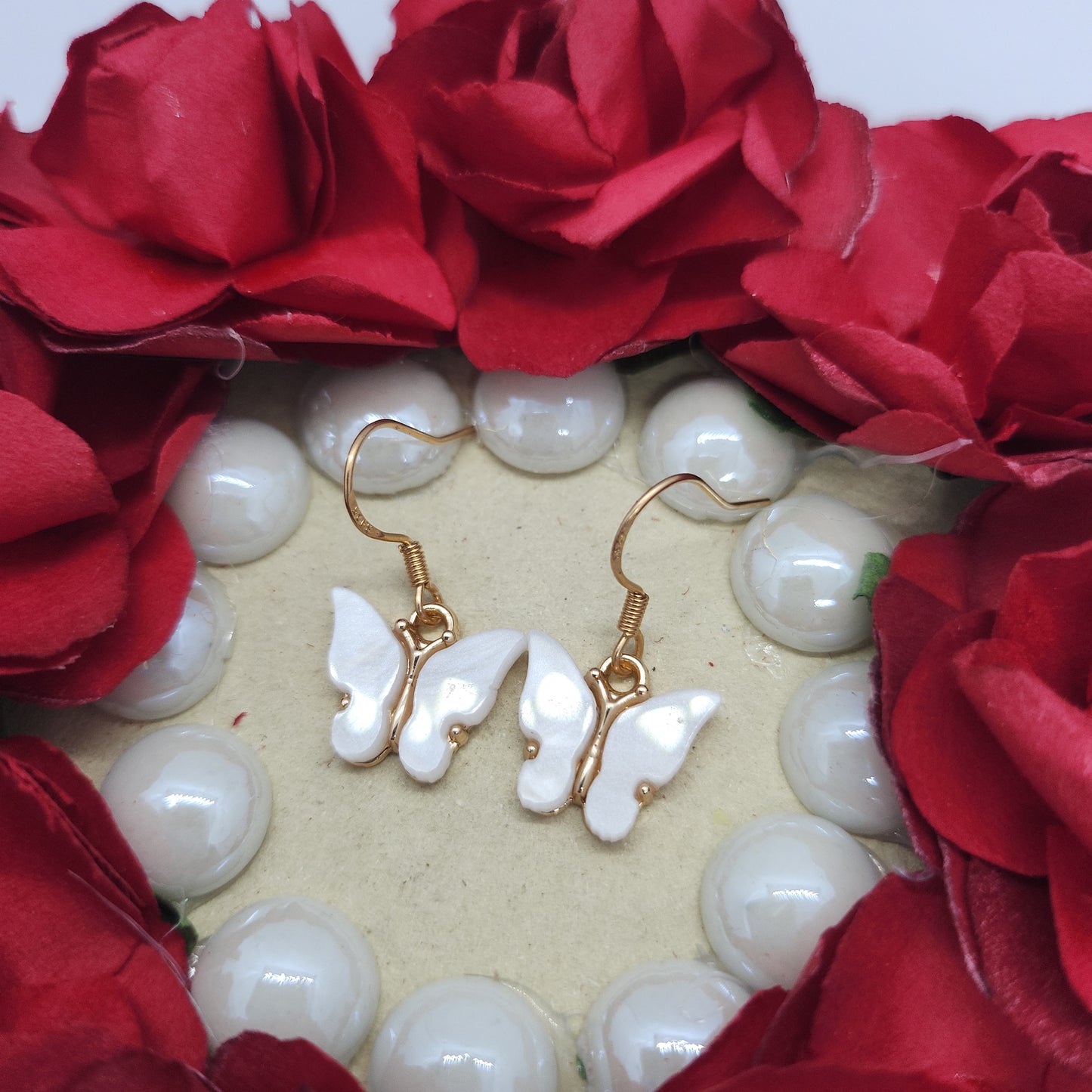 Boucles d’oreilles papillons blanc