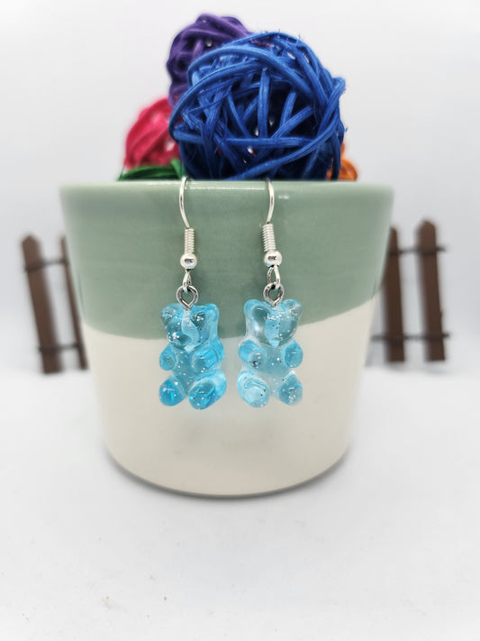 Boucles d'oreilles nounours bleu