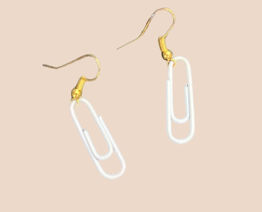 Boucles d'oreilles trombones blanc