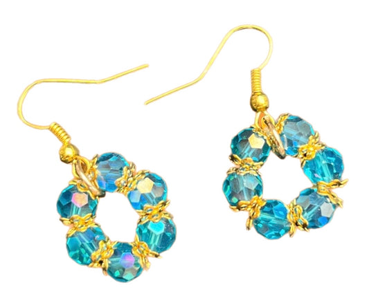 Boucles d'oreilles perles cristal turquoise