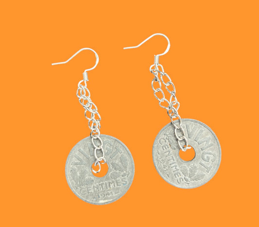 Boucles d'oreilles pièces de monnaie
