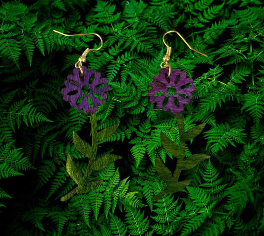 Boucles d'oreilles fleurs en bois