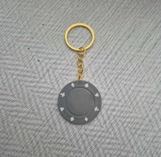 Porte clé jeton de Poker gris