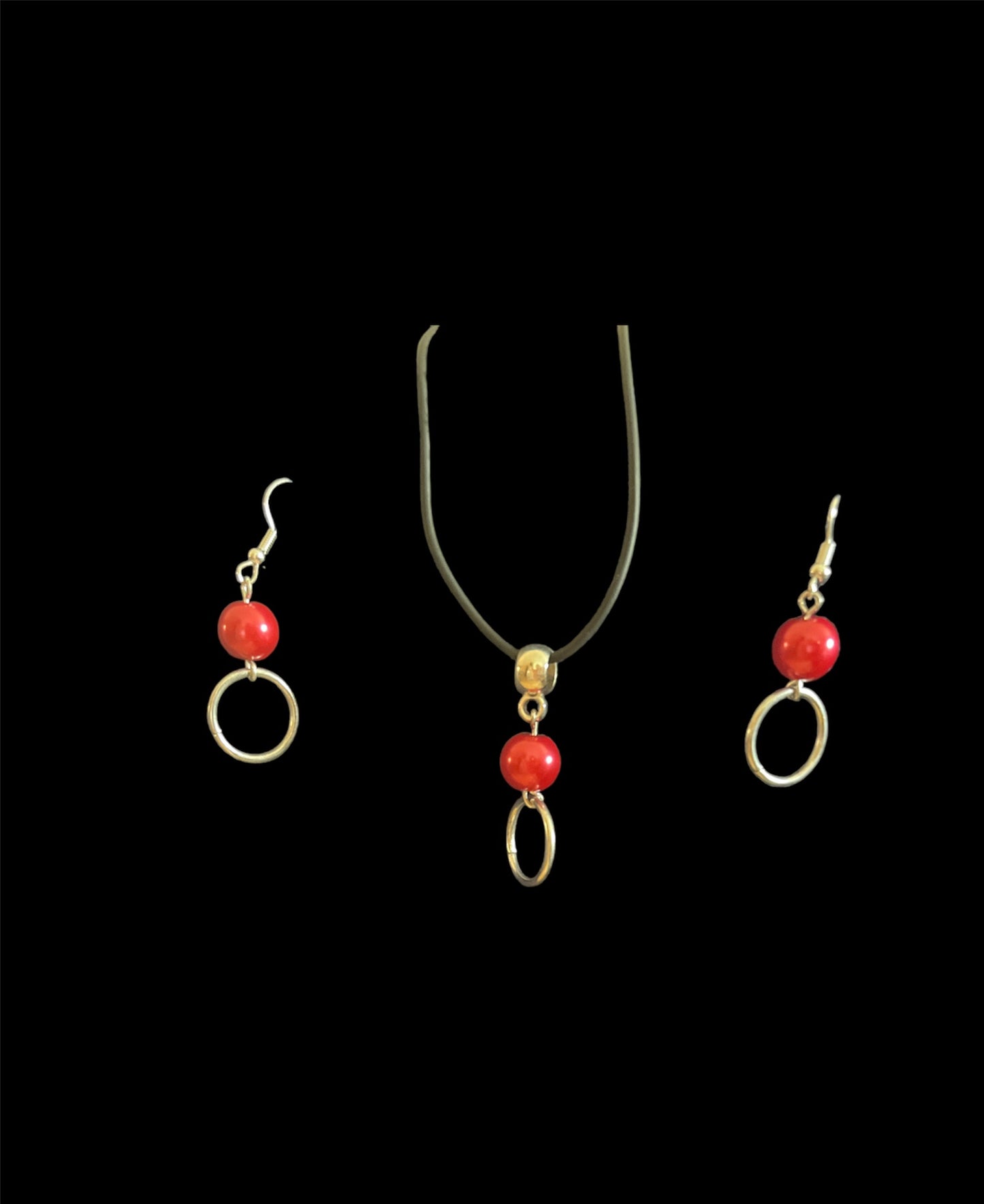 Parure perles nacrées rouge