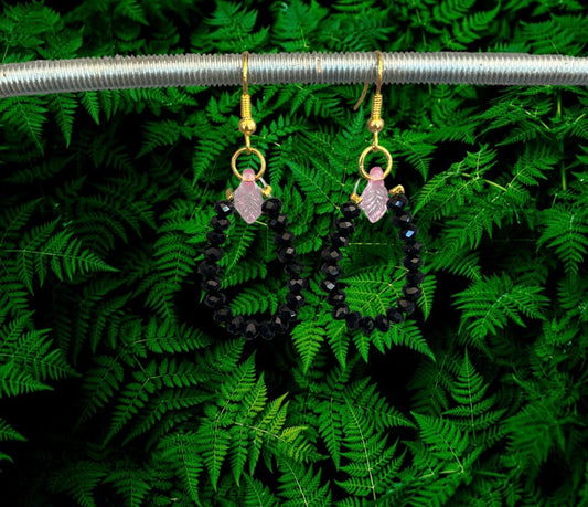 Boucles d'oreilles perles cristal noires