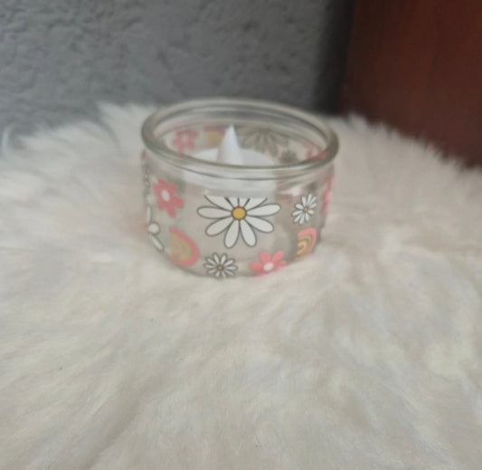 Petit photophore en verre motif fleurs 🌸🕯️ #photophore #verre #fleurs