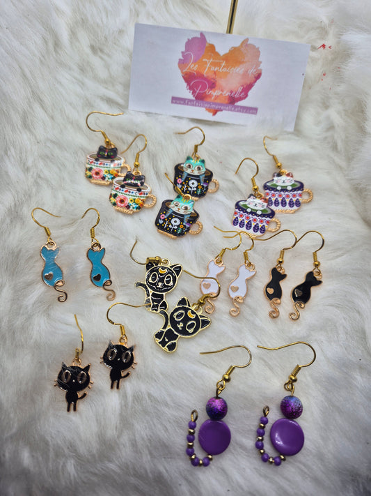 Boucles d'oreilles chat au choix