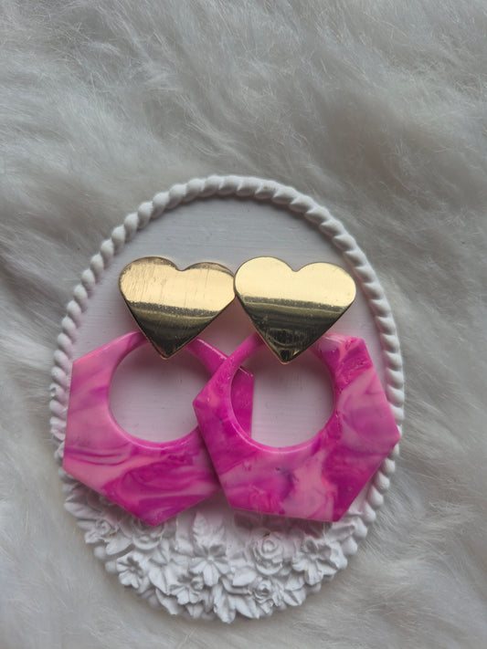 Boucles d’oreilles en pâte polymère rose 💖🌸 #Bijoux #Création #Rose